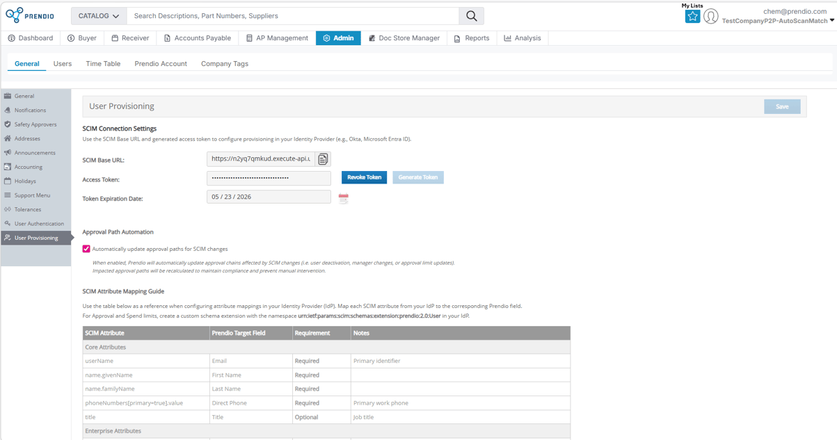 Prendio User Provisioning